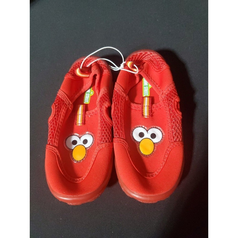 𝅺Elmo Water Shoes Toddler Red Mesh Rubber Sole Beach Pool Summer Sz Large 9-10